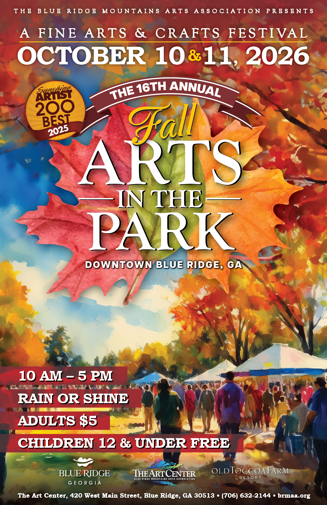 Blue Ridge Mountains Arts Association Art Center Facebook ad: 16th Annual Fall Arts in the Park Festival, October…