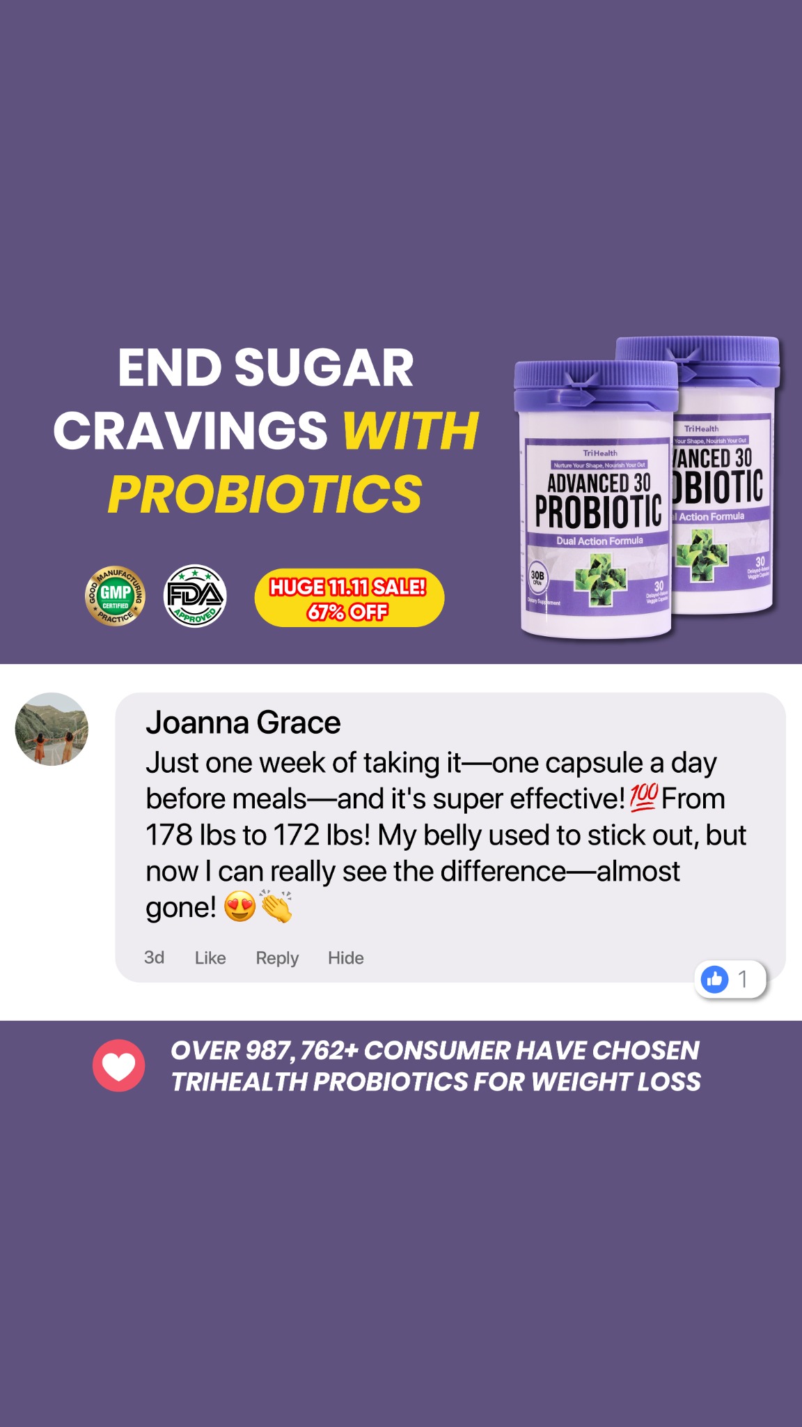 TriHealth Probiotic PH Facebook ad