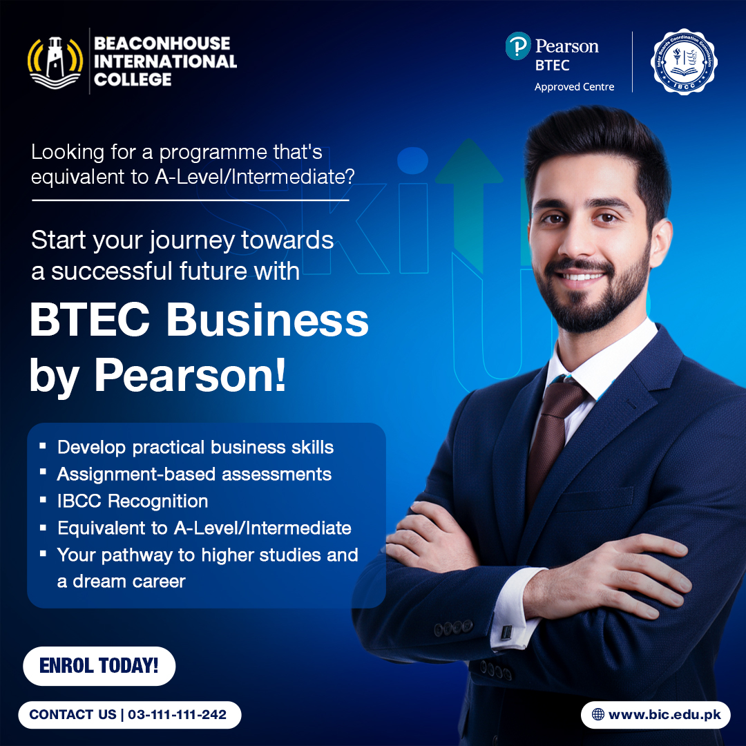 Beaconhouse International College Facebook ad: Advance Your Career. IBCC Recognised.