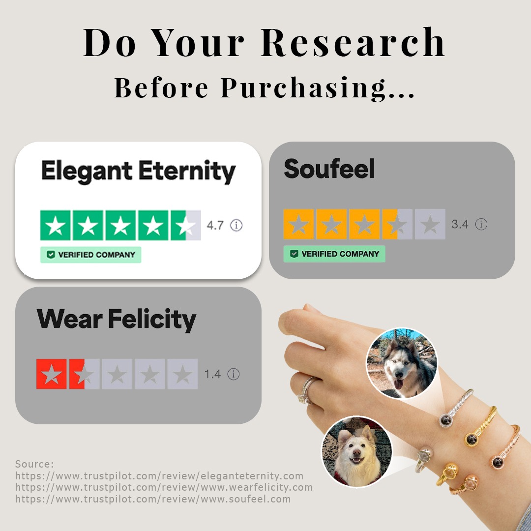 Elegant Eternity Facebook ad: Thousands of 5 star reviews!