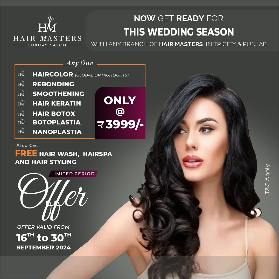 Hair Masters Mohali Facebook ad: Hurry! Call us today to book your slots…
