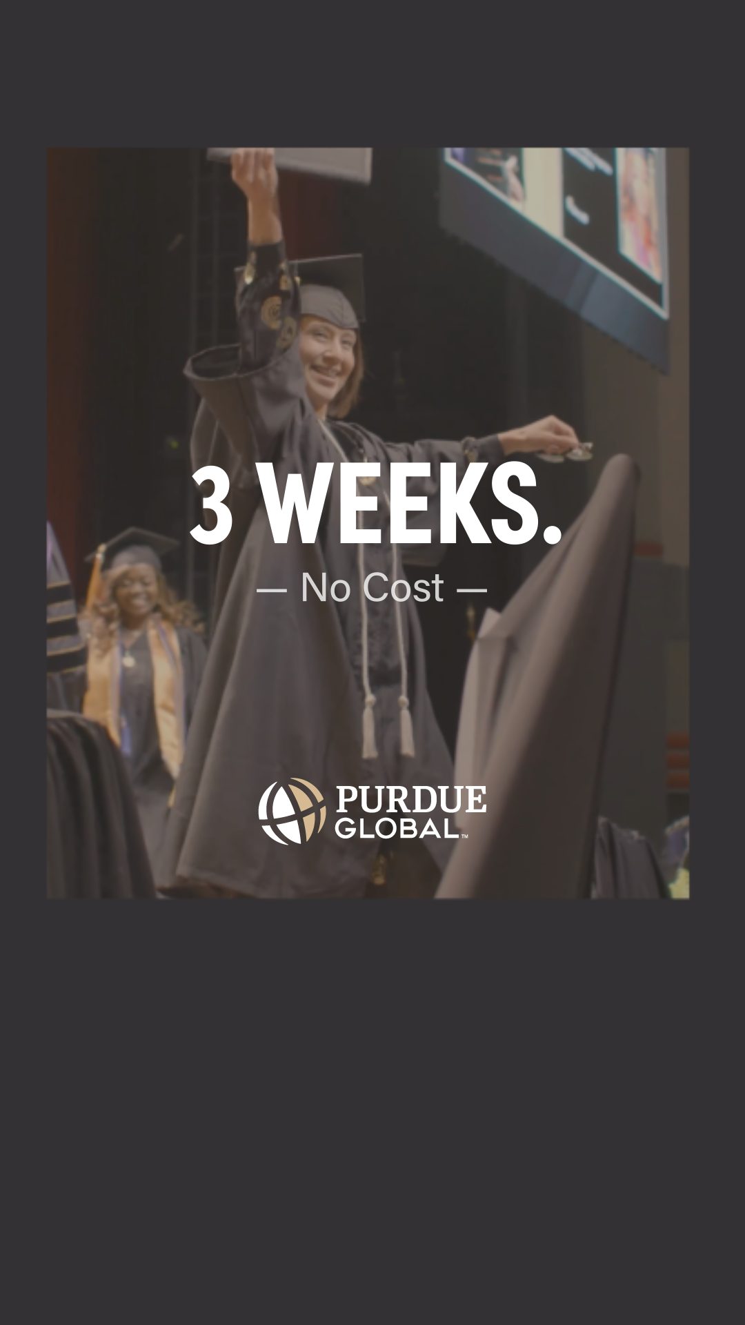 Purdue Global Facebook ad: 3-Week, No-Cost Trial at Purdue Global