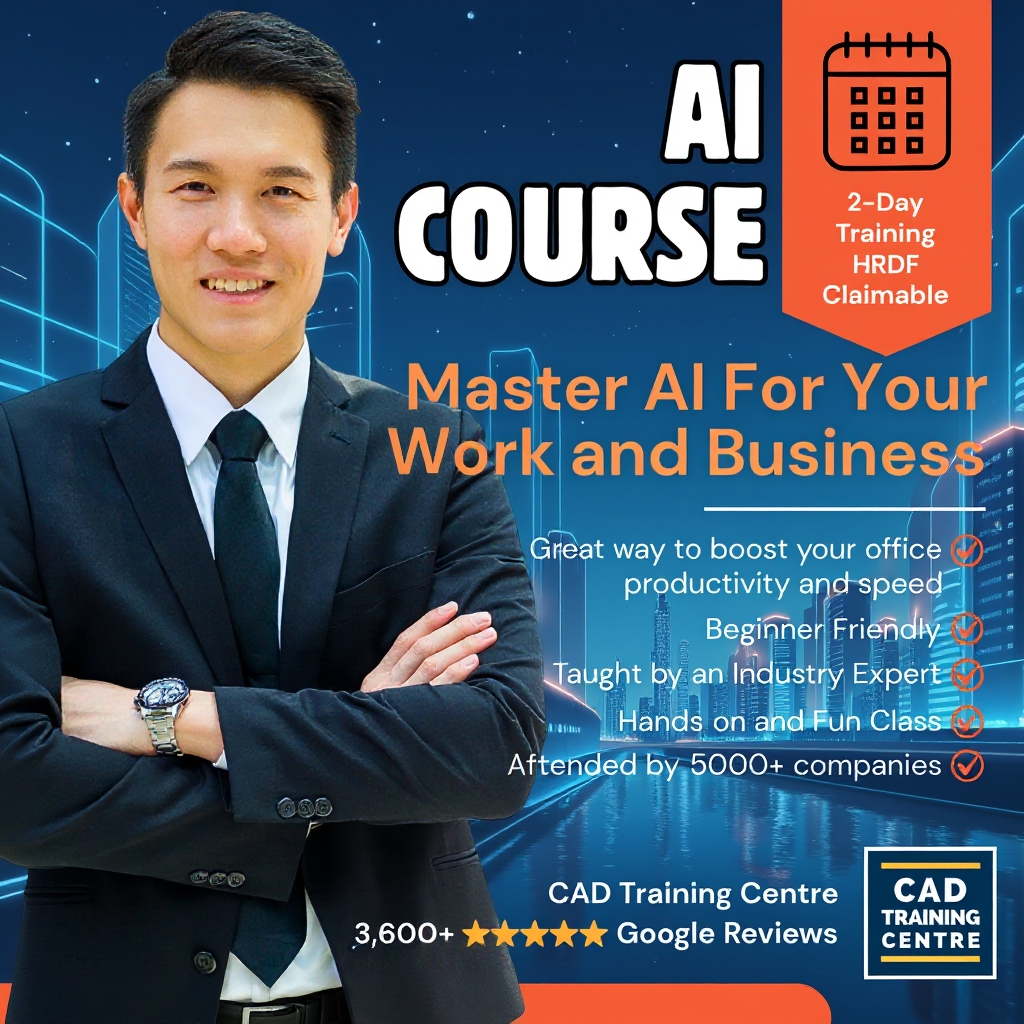CAD Design School Facebook ad: AI for Workplace in 2 Days (HRDF Claimable