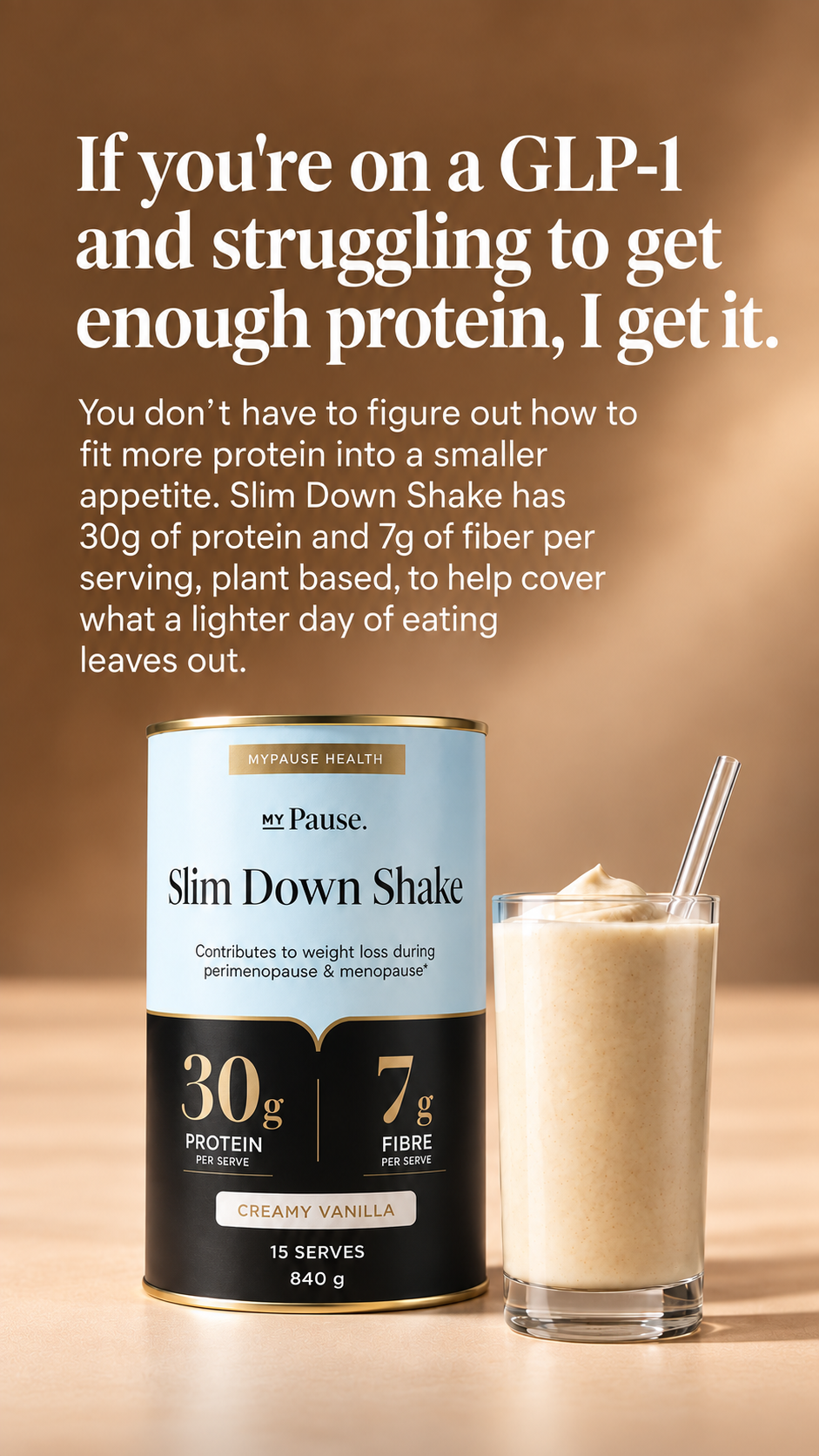 MyPause Health Facebook ad: On a GLP-1? Don’t Forget Your Protein