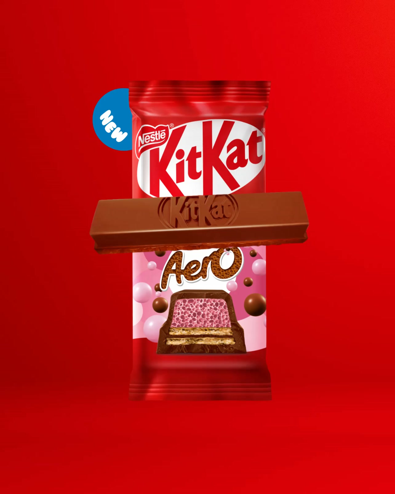 KitKat Facebook ad: New KITKAT AERO Strawberry blocks!