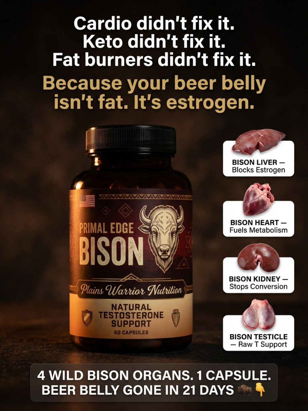 Primal Edge Facebook ad: The One Organ Supplement That Blocks Estrogen