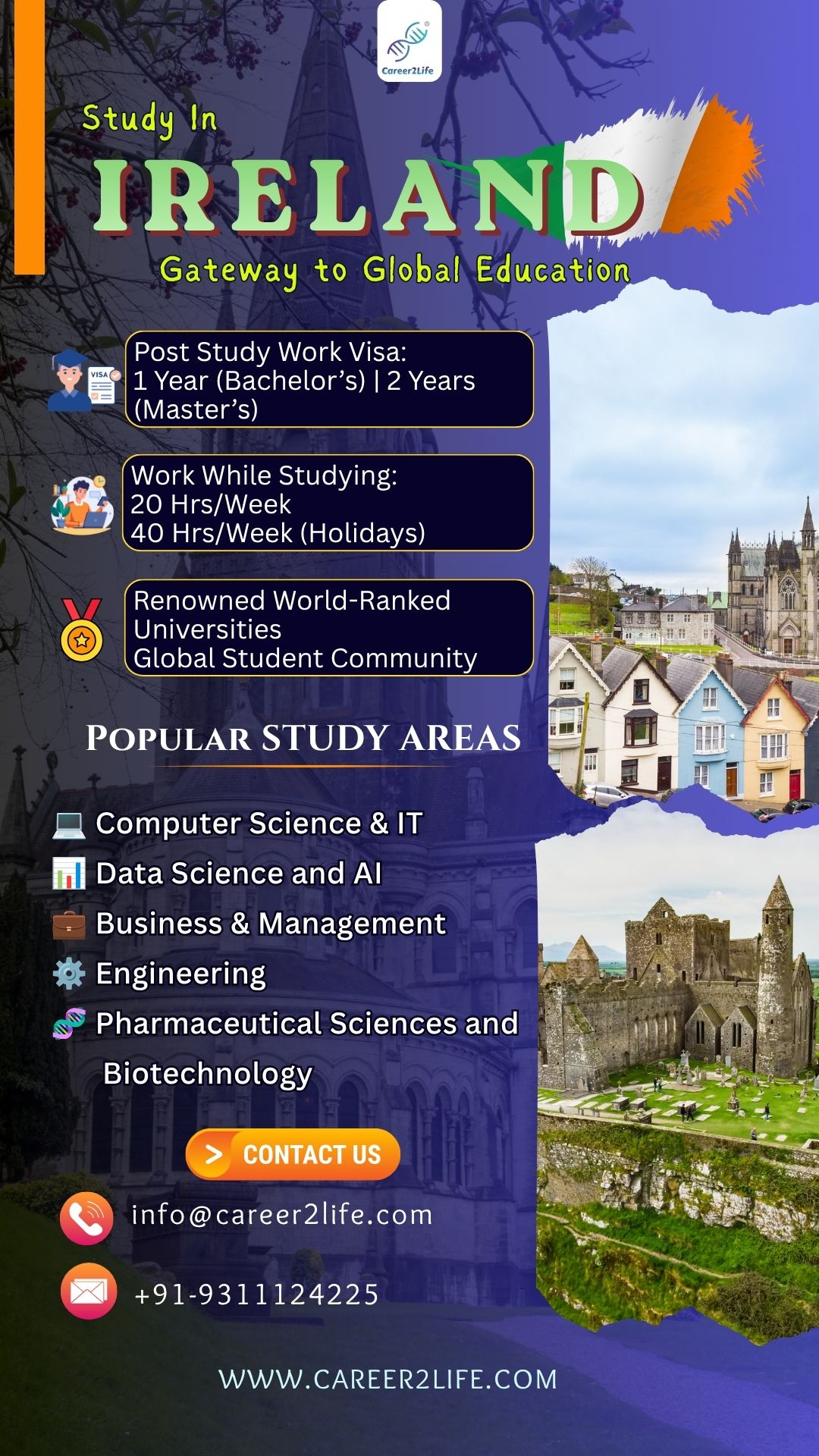 Career2life Facebook ad: Study in Ireland with Expert Guidance