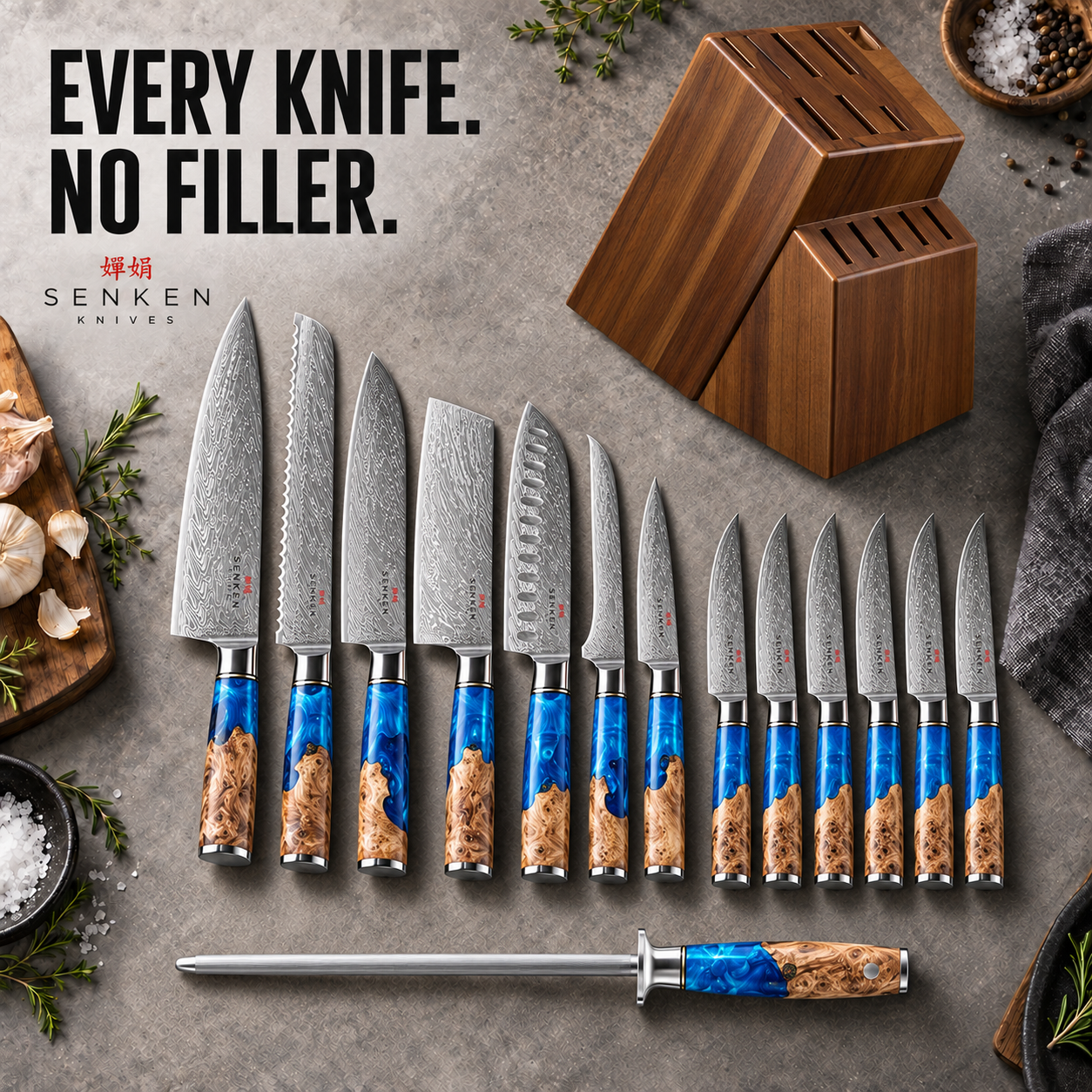 Senken Knives Facebook ad: 67-Layer Japanese VG10 Steel