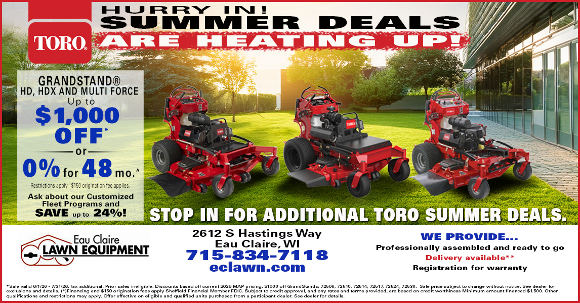 Eau Claire Lawn Equipment LLC Facebook ad from Jun 2, 2026