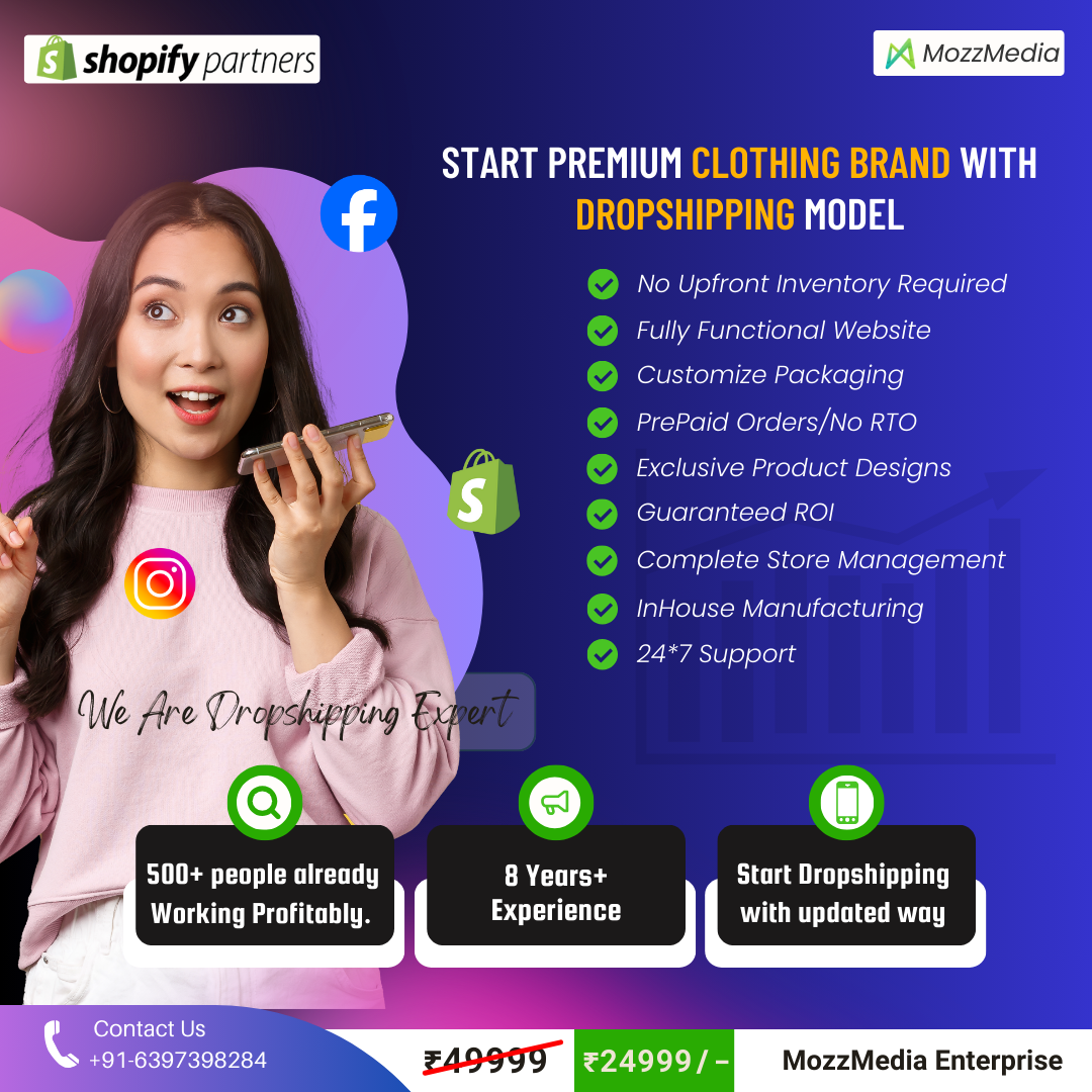 Mozz Media Facebook ad: Start Dropshipping with Prepaid Orders