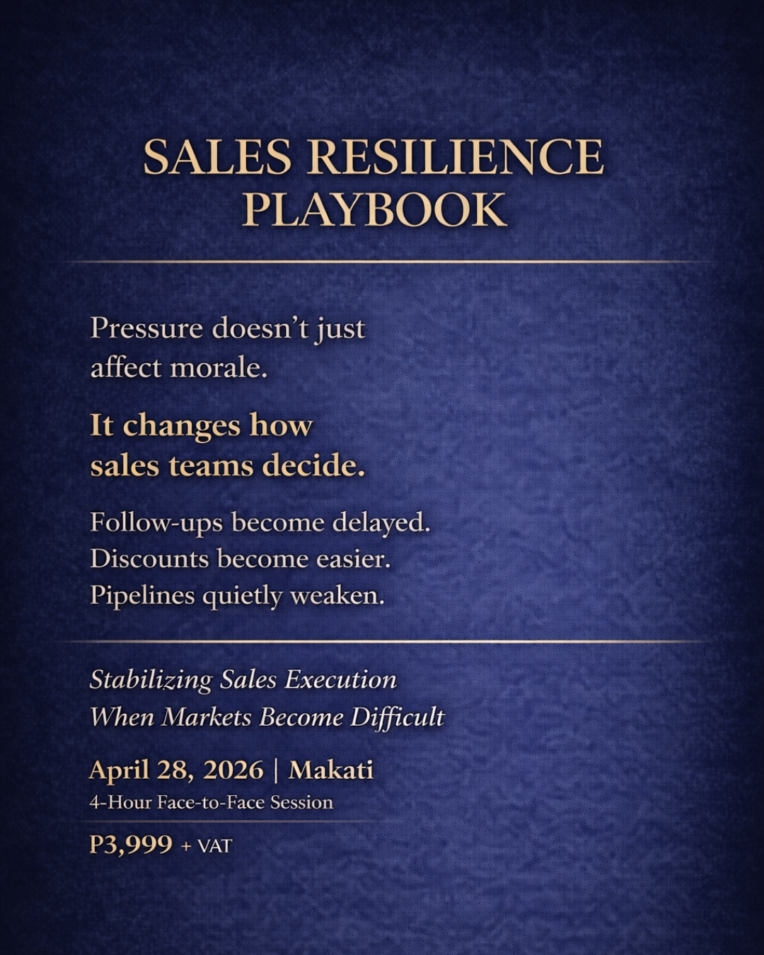 Training For Less Facebook ad: Sales Resilience Playbook