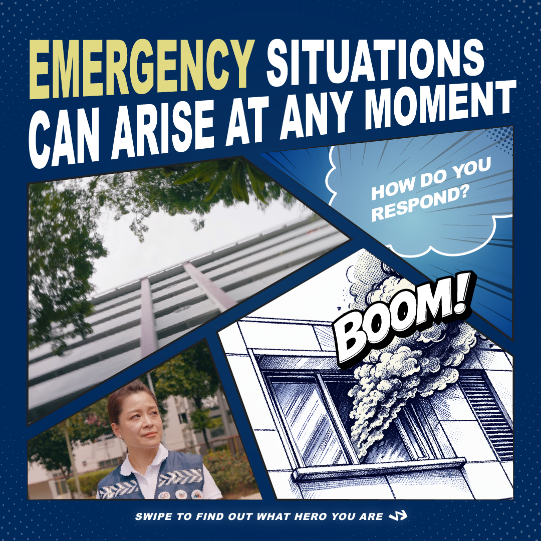 Singapore Police Force Facebook ad: Swipe to take the Emergency Preparedness quiz and…