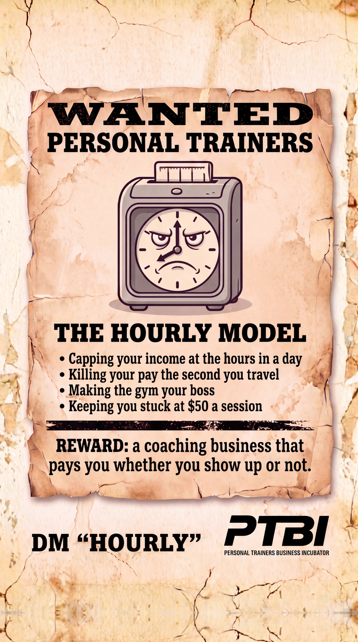 Personal Trainers Business Incubator Facebook ad: Most personal trainers are stuck trading hours for…