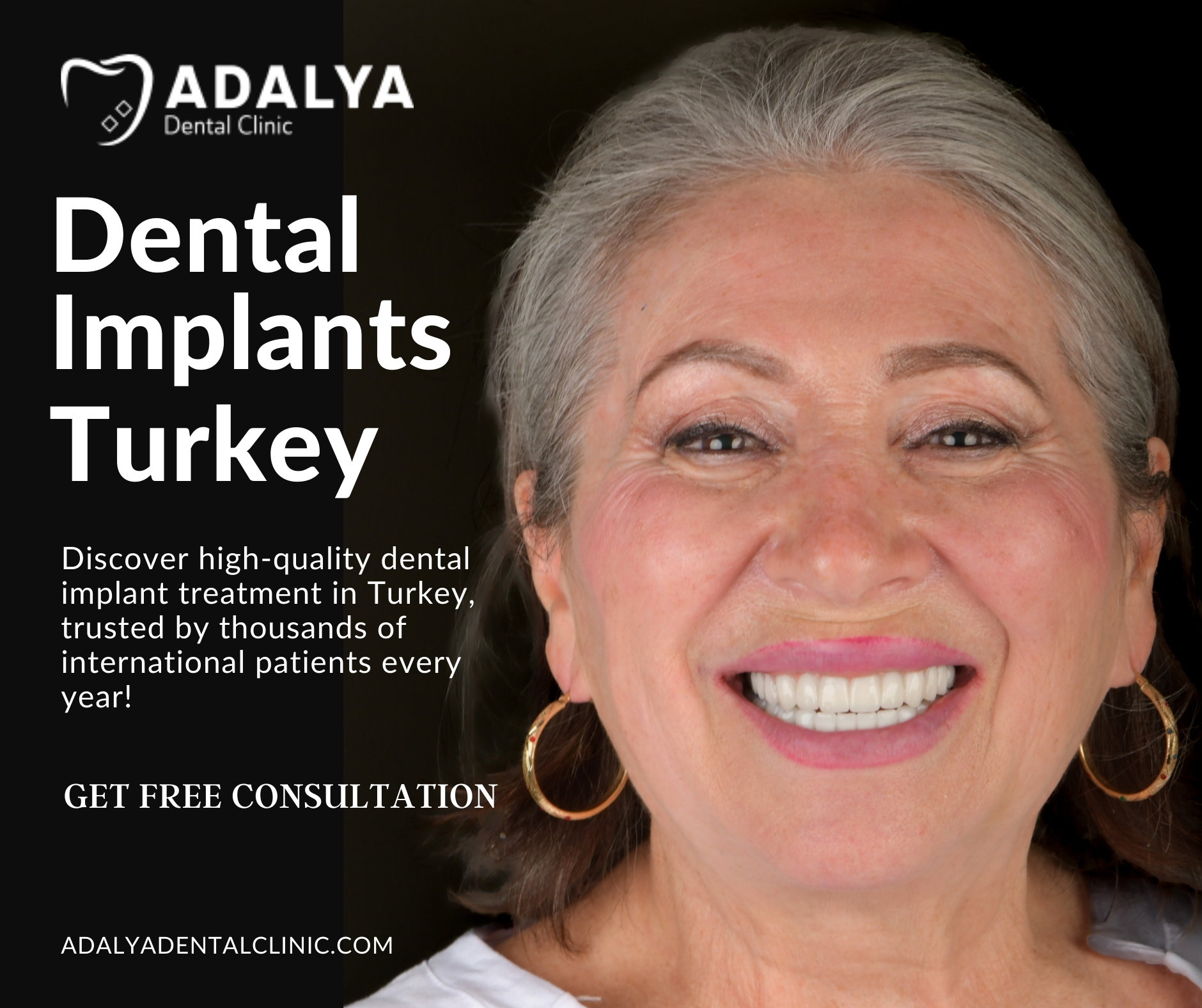 Adalya Antalya Dental Clinic Facebook ad: Dental Implants in Turkey