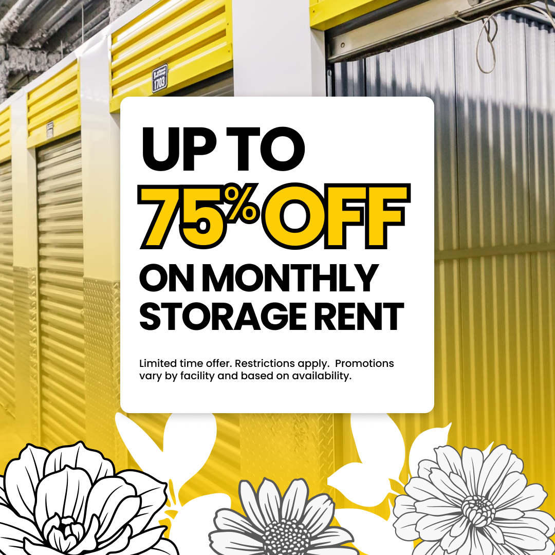 Safeguard Self Storage Facebook ad: Spring Into 75% Savings
