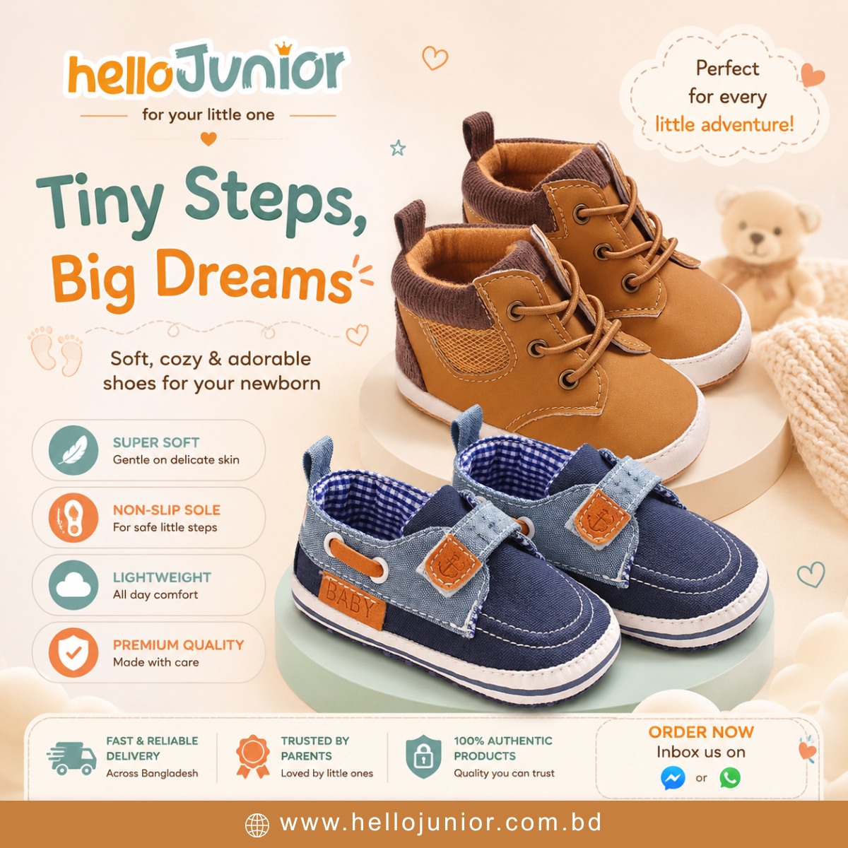 Hello Junior Facebook ad: Tiny Steps Begin with Hello Junior!