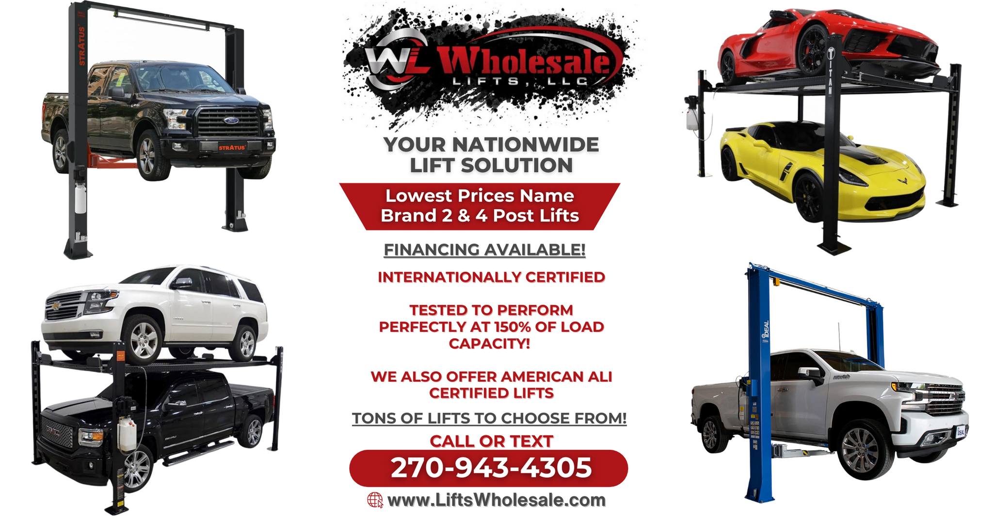 Wholesale Lifts Facebook ad: Upgrade your shop with Wholesale Lifts!