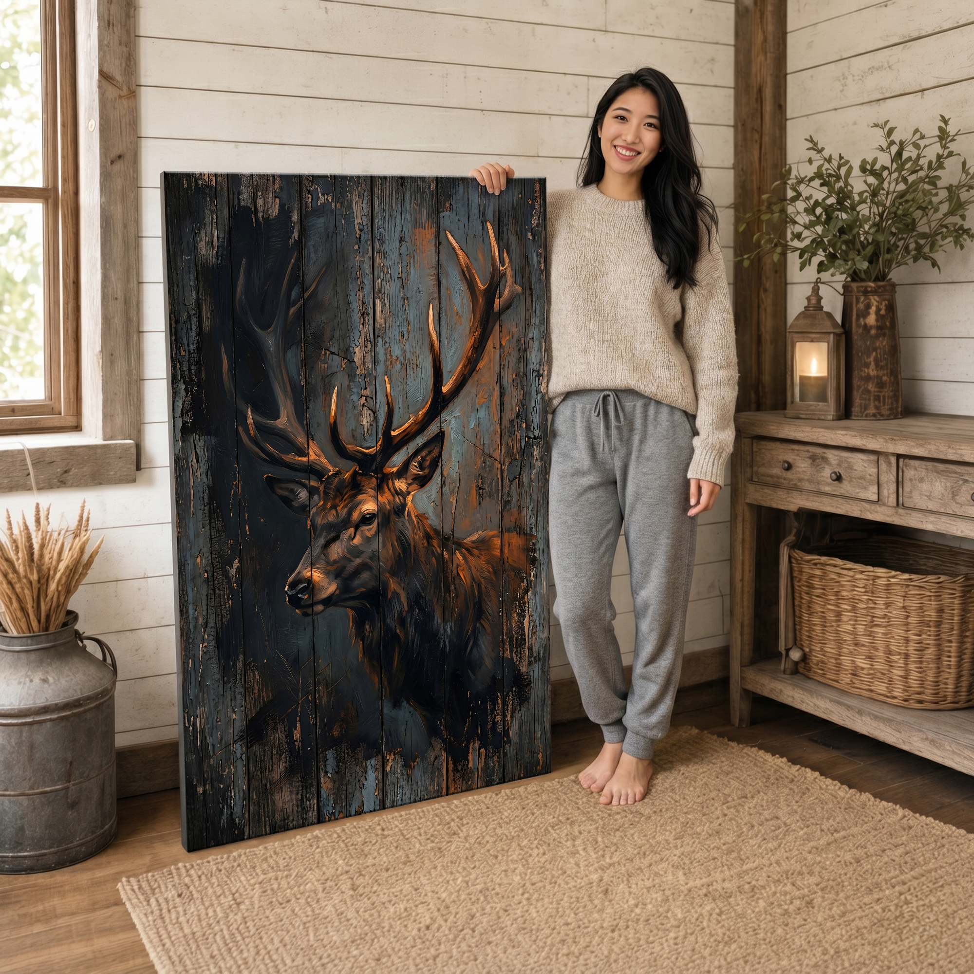 Tailored Canvases - Personalized Art Facebook ad: Rustic Stag Portrait | Made in the USA | Ships Fast