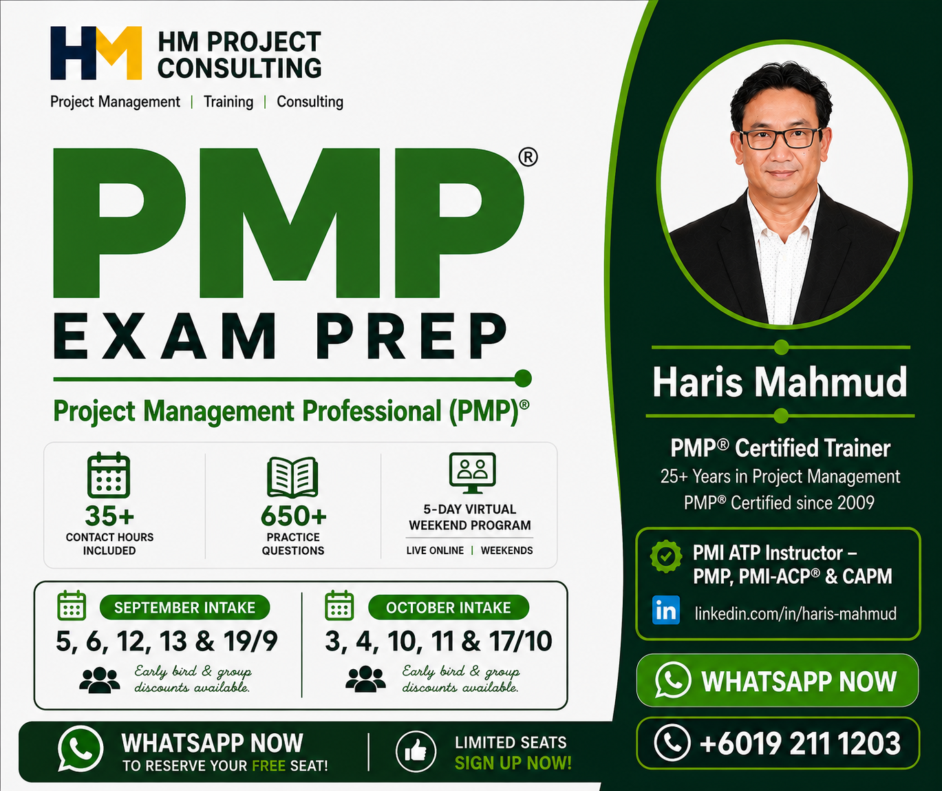 HM Project Consulting Facebook ad: PMP Exam Prep