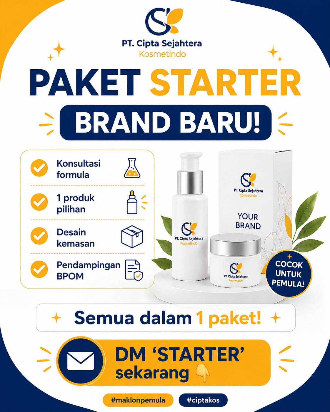 Cipta Kosmetindo Maklon Kosmetik Facebook ad: PAKET STARTER BRAND BARU!