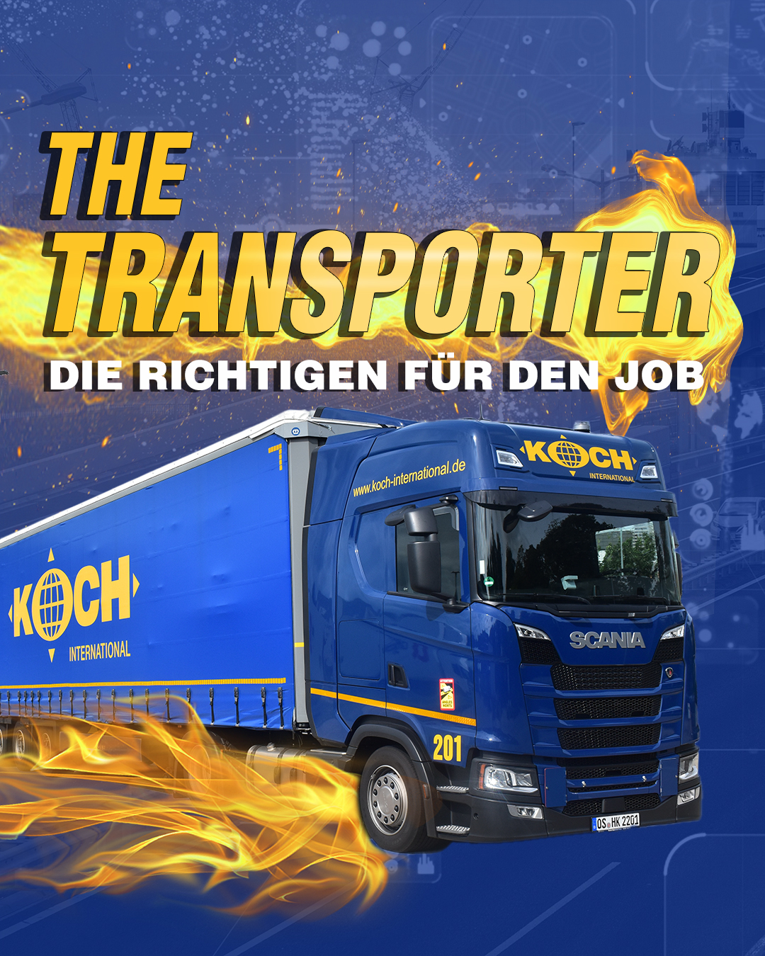 Koch International Facebook ad: Dein Transport im Turbo!