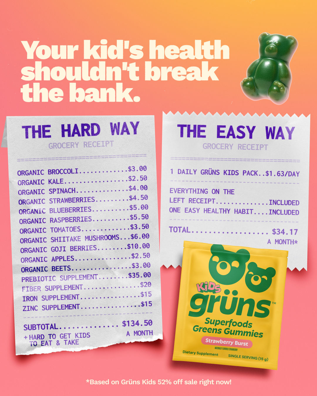 Grüns Kids Facebook ad