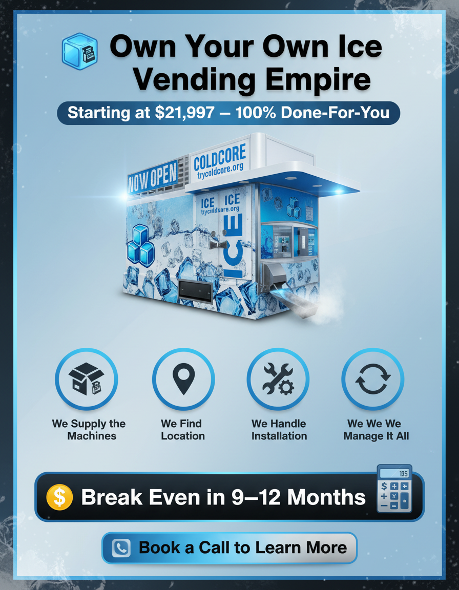 Ice & Water Vending Facebook ad: Cold Hard Cash