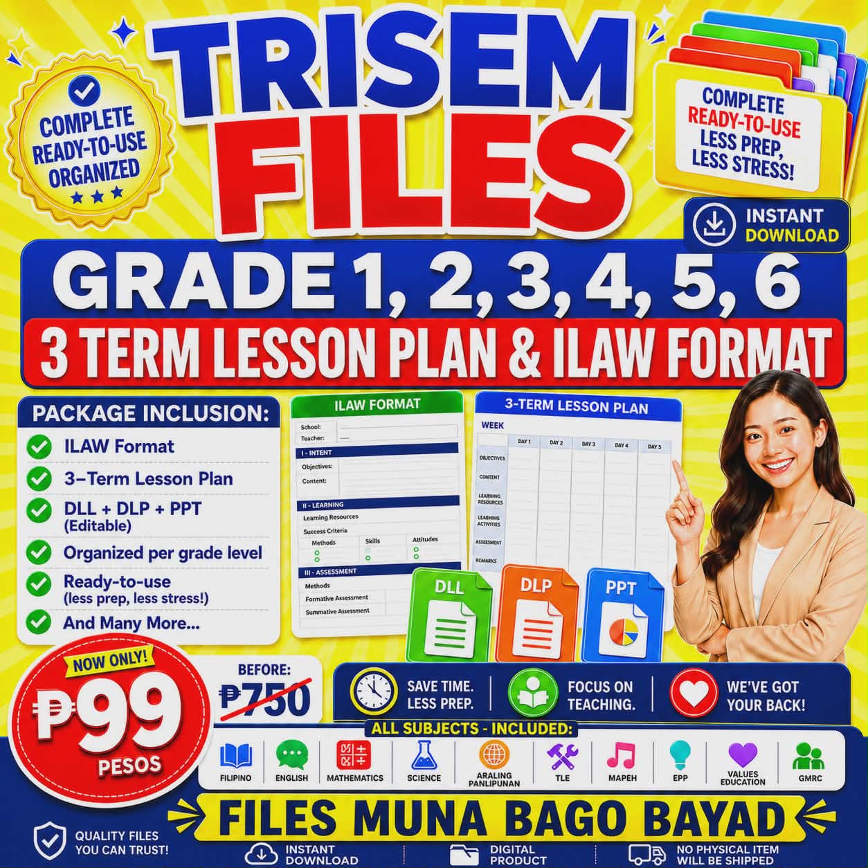 TriSem Ready Resources Facebook ad: TRISEM FILES FOR GRADE 1-6 NOW AVAILABLE!
