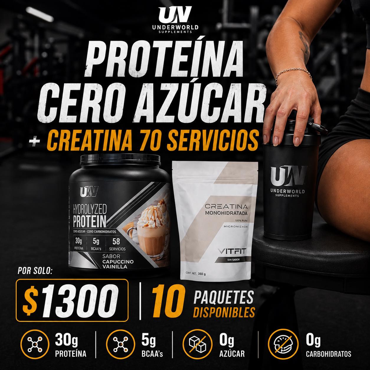 SARMS Cd. Juárez Facebook ad: PROTEÍNA CERO + CREATINA