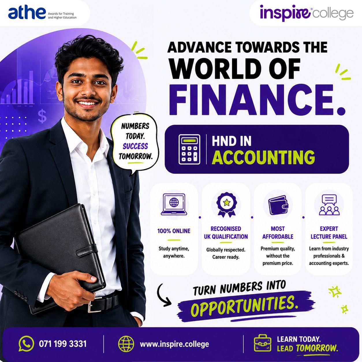 Inspire College Facebook ad: Want to enter the world of finance with…