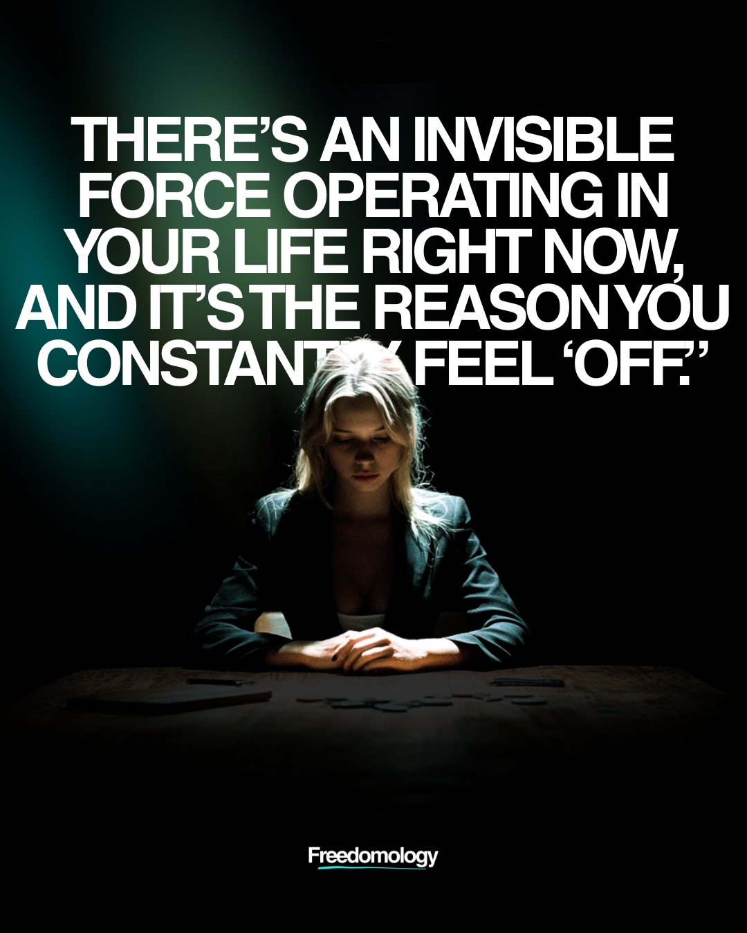 Freedomology Facebook ad: That quiet hum underneath your life has a…