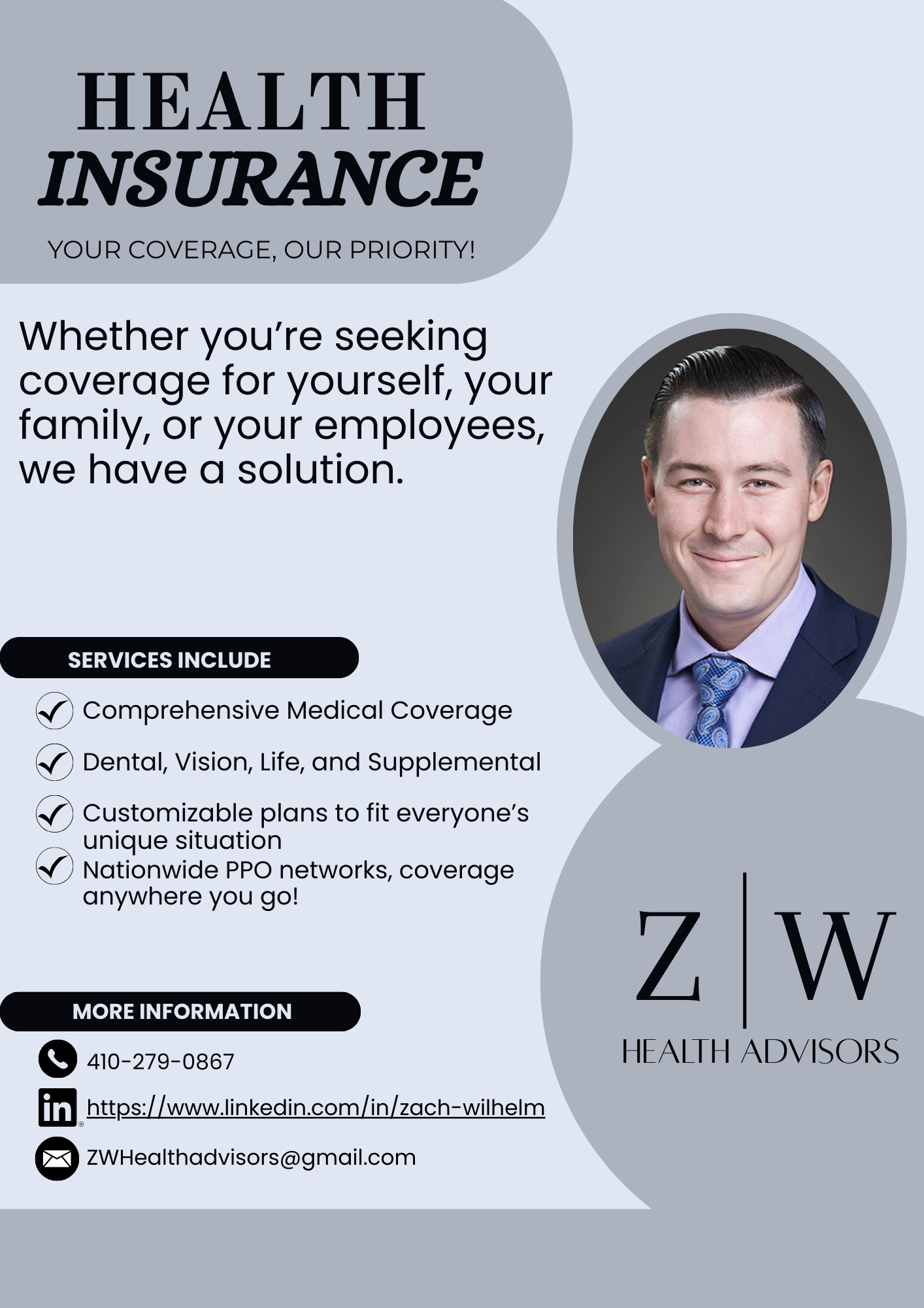 Zach Wilhelm Health Advisors Facebook ad: ZW Health Advisors