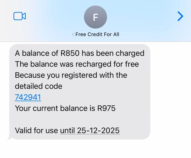 Free credit for everyone in South Africa Facebook ad: Today only you can get a free R850…