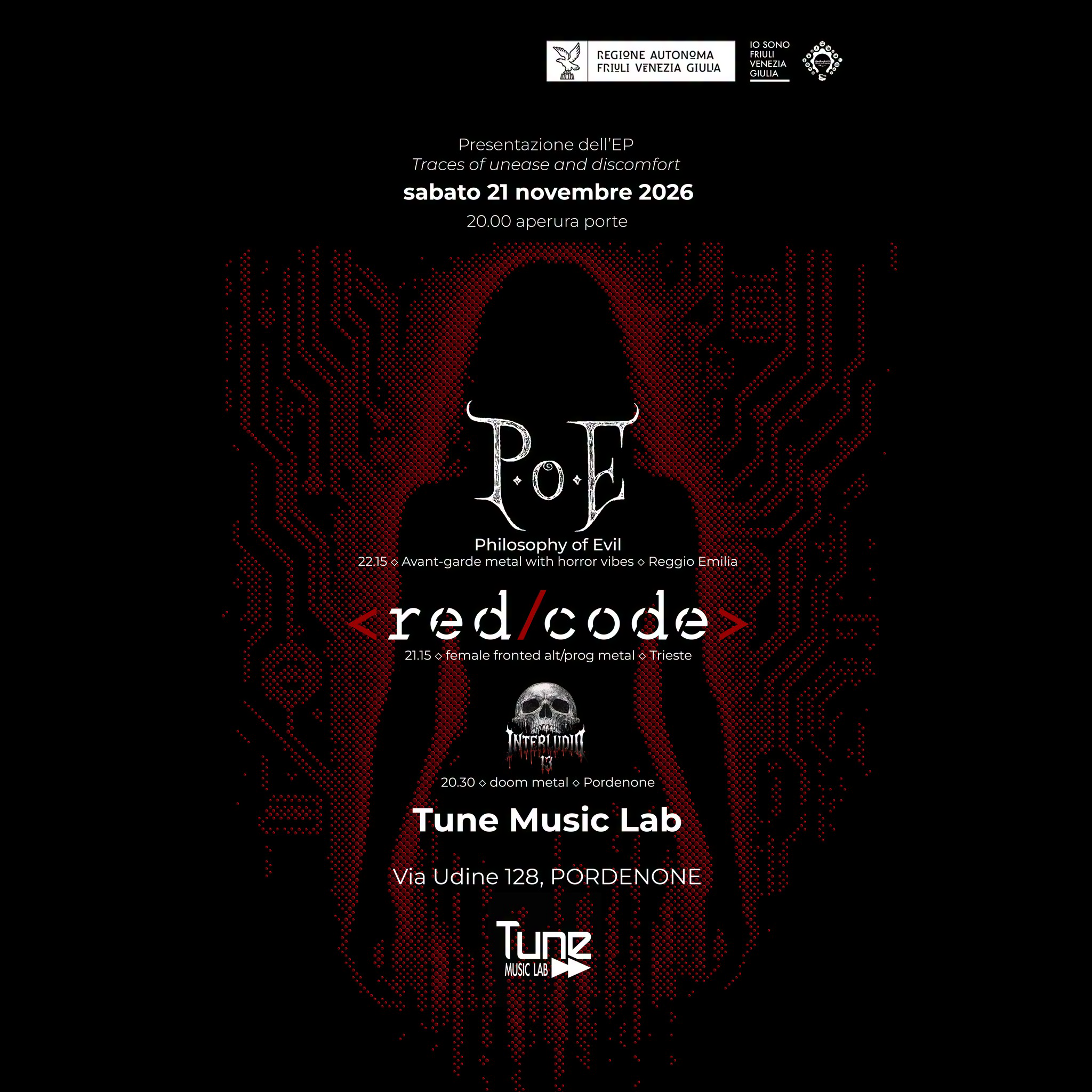 SanGiorgio 2020 - Associazione Culturale Facebook ad: POE + red code + Interludio13 live @ Tune Lab - Traces of…