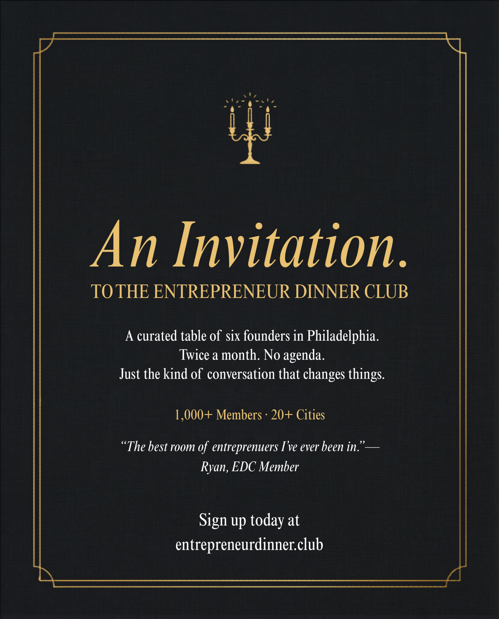 Entrepreneur Dinner Club Facebook ad