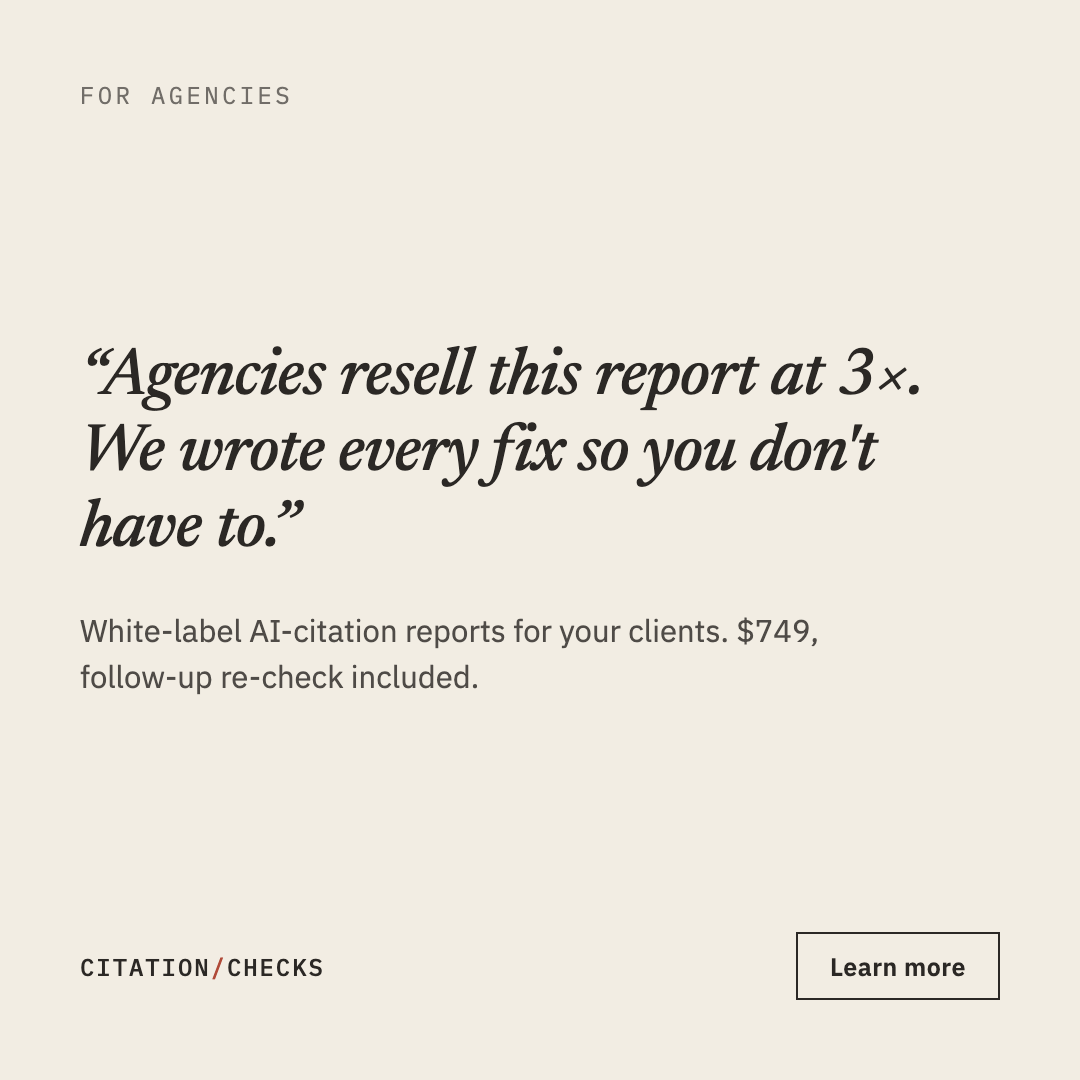 Citation Checks Facebook ad: Resell the report at 3×