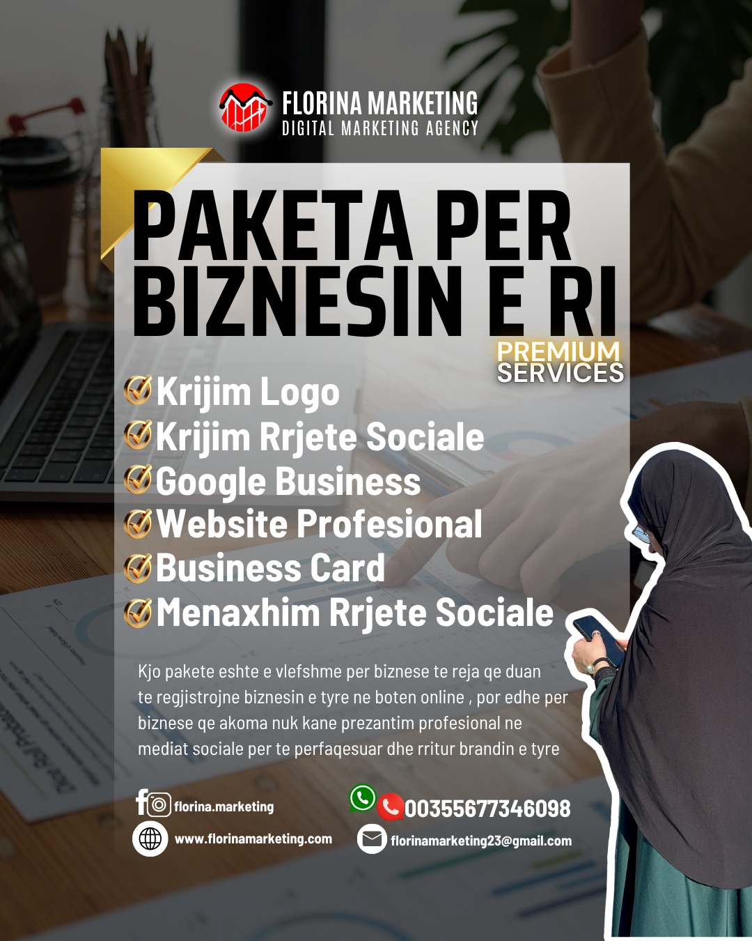 Florina Marketing Agency Facebook ad: Gati ta rrisësh biznesin si një profesionist?