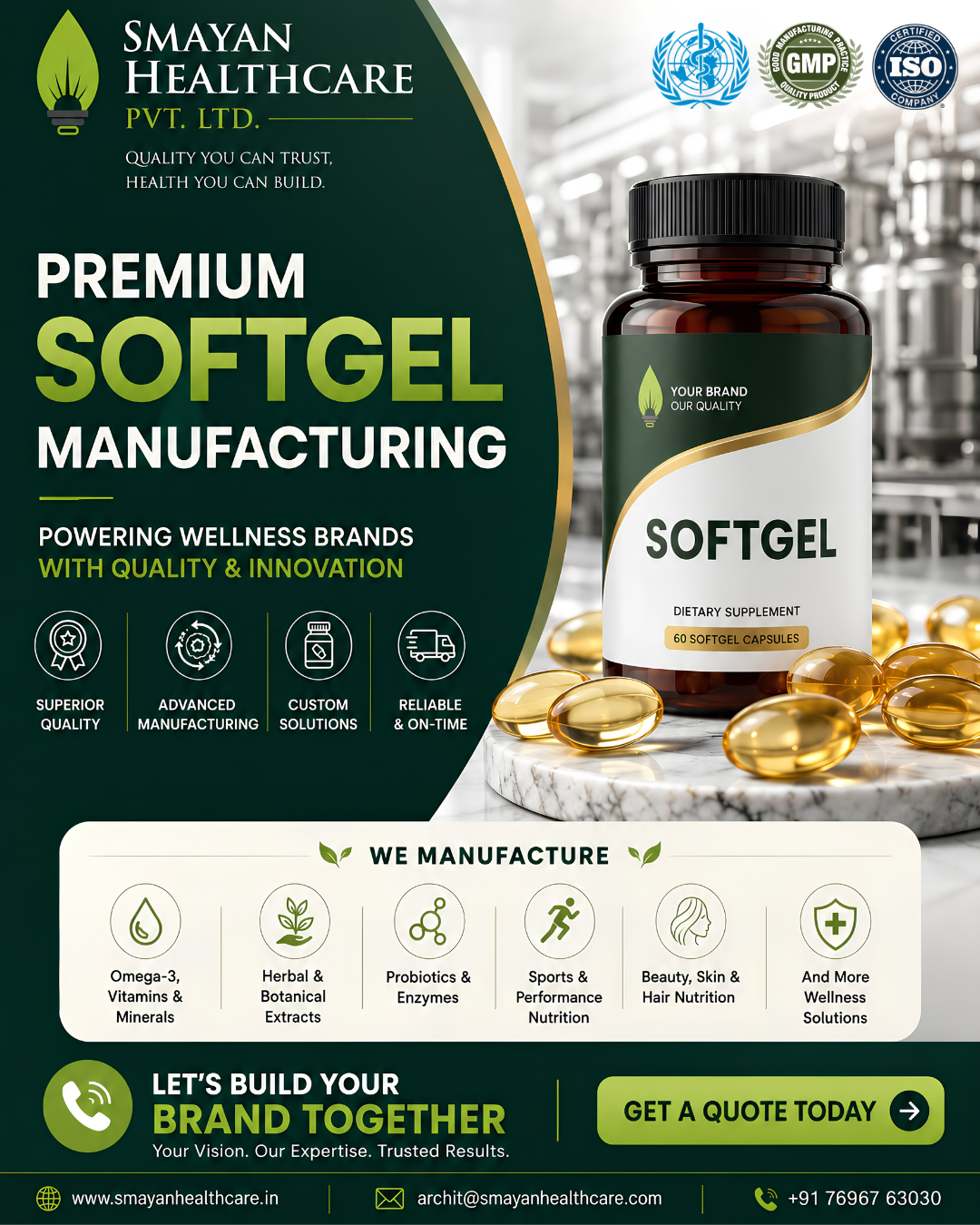 Smayan Healthcare Facebook ad: Custom Branding & Softgel Mfg.