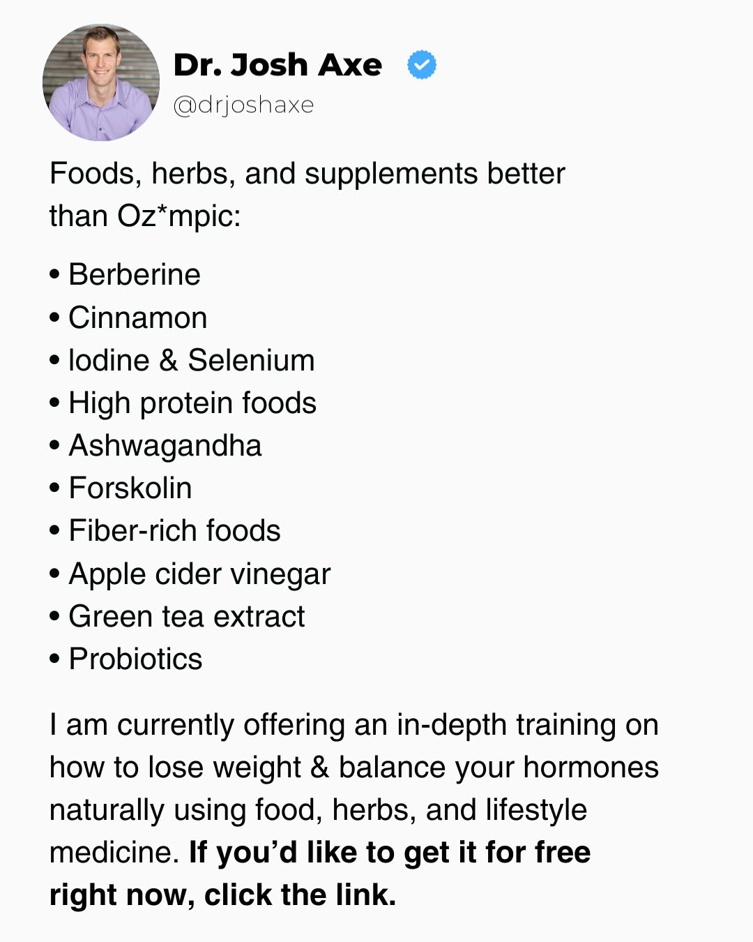 Dr. Josh Axe Facebook ad