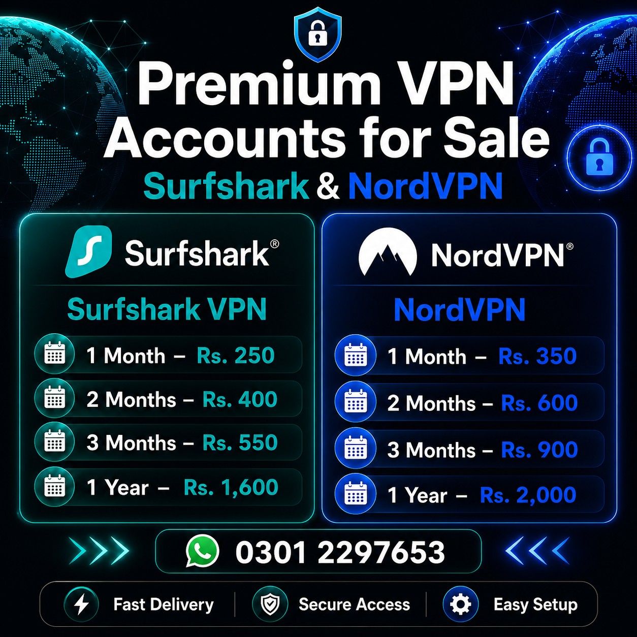 SEO TOOLS Facebook ad: Surfshark & NordVPN Accounts