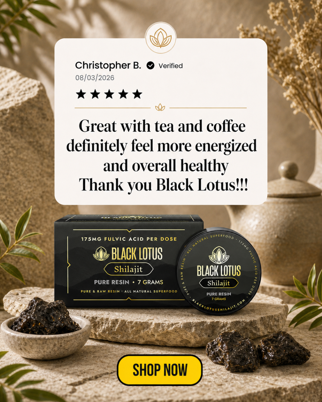 Black Lotus Shilajit Facebook ad: The Ancient Secret for Strength, Stamina & Mental Clarity