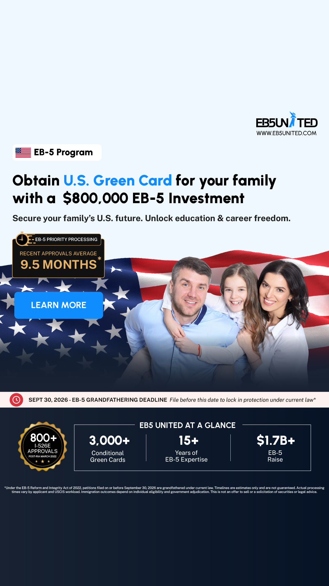 EB5 United Facebook ad from Jun 2, 2026