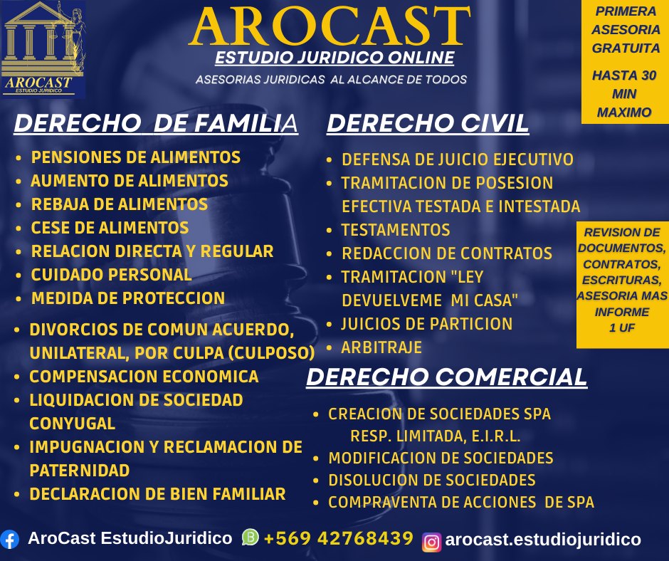 AroCast Estudio Jurídico Facebook ad: AroCast Estudio Jurídico online, necesitas una abogada…