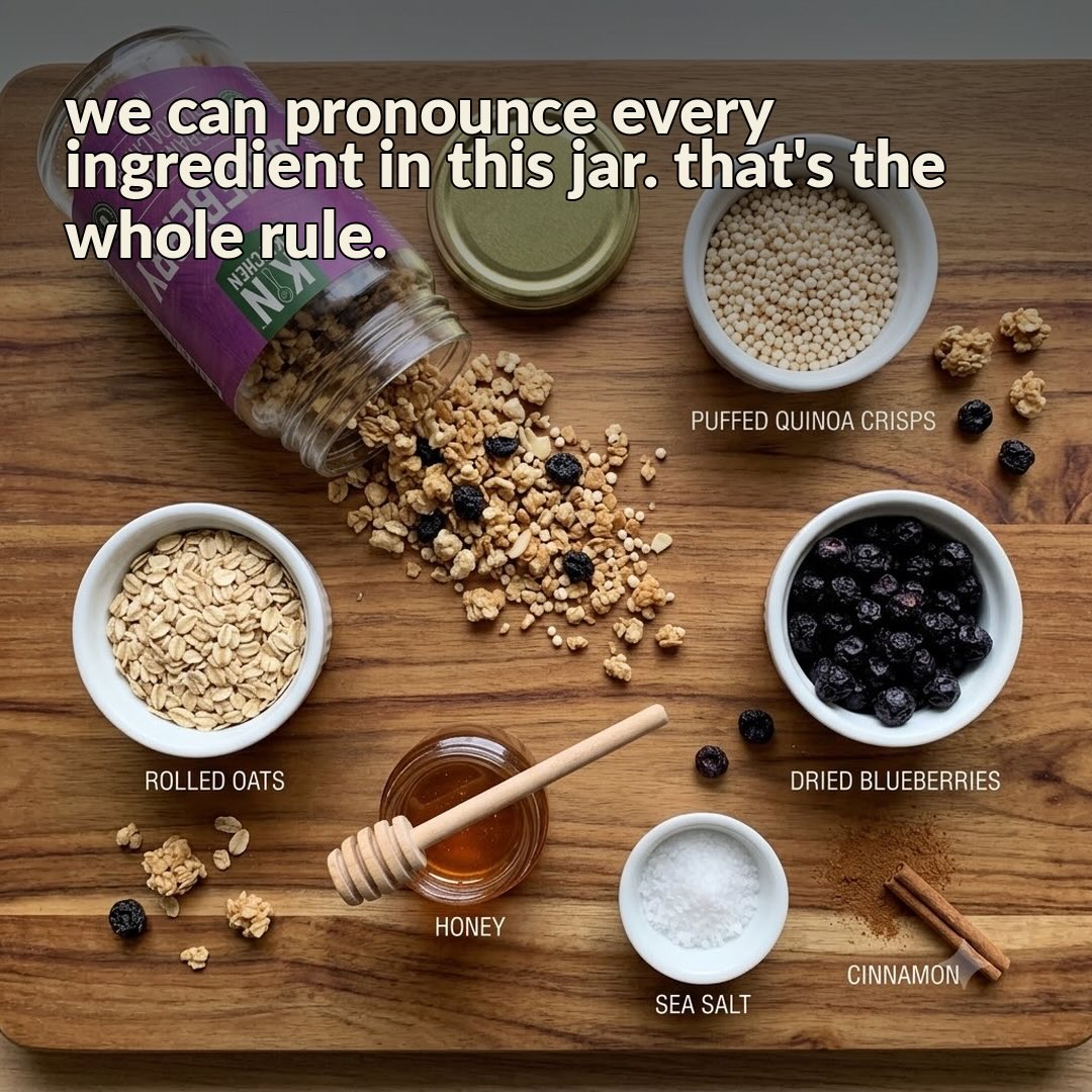Kin Kitchen Facebook ad: Kin Kitchen Lightly Baked Granola Paired With Quinoa and…