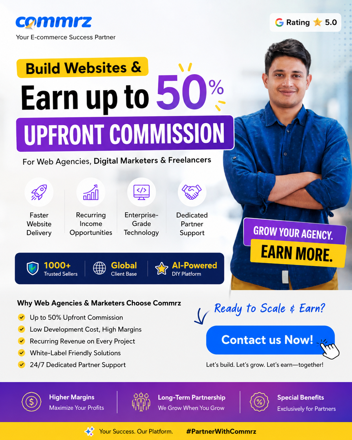 commrz Facebook ad: Earn Up to 50% Upfront Commission