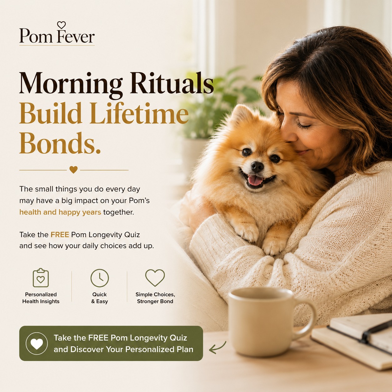 Pom Fever Facebook ad: Discover Your Pom's Personalized Longevity Plan