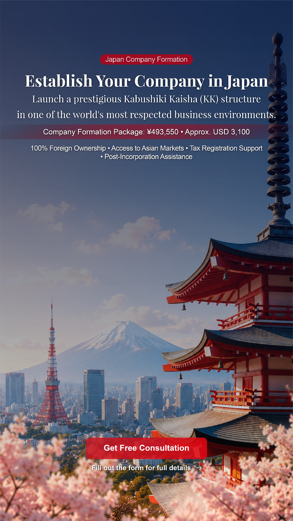 Moveabroadiq Facebook ad: Start Your Company in Japan
