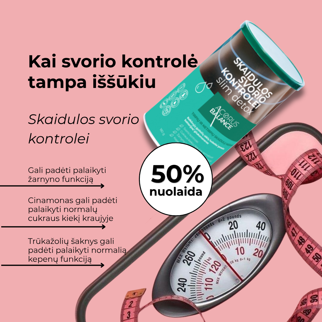 Acorus Balance LT Facebook ad: Skaidulos svorio kontrolei su 50% nuolaida