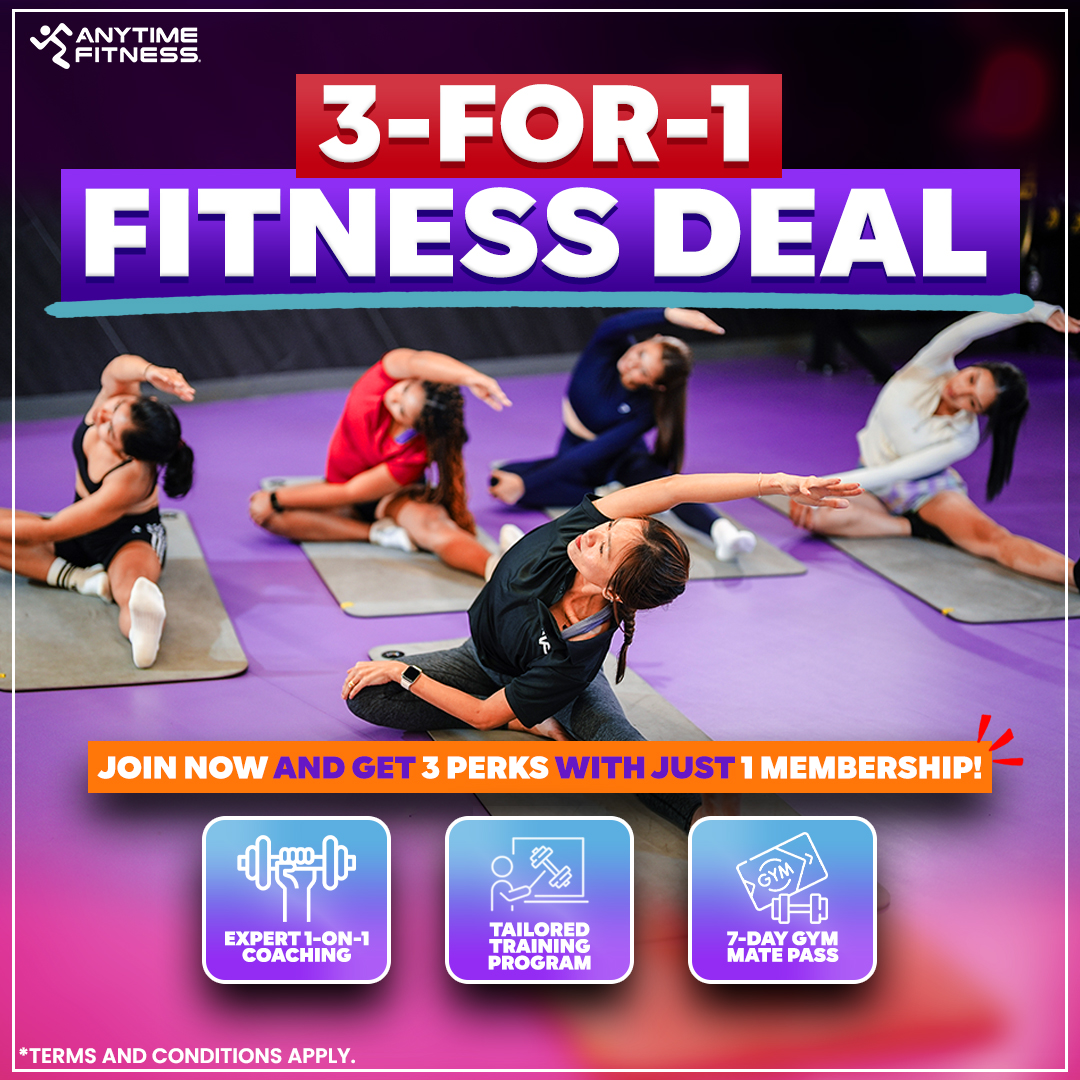 Anytime Fitness SM City Taytay Facebook ad: 3-for-1 Fitness Deal