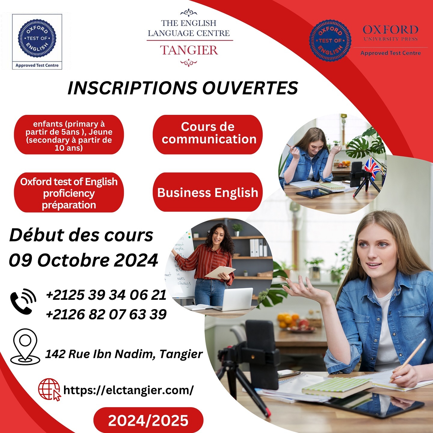 ELC Tangier Facebook ad: INSCRIPTIONS OUVERTES Début des cours